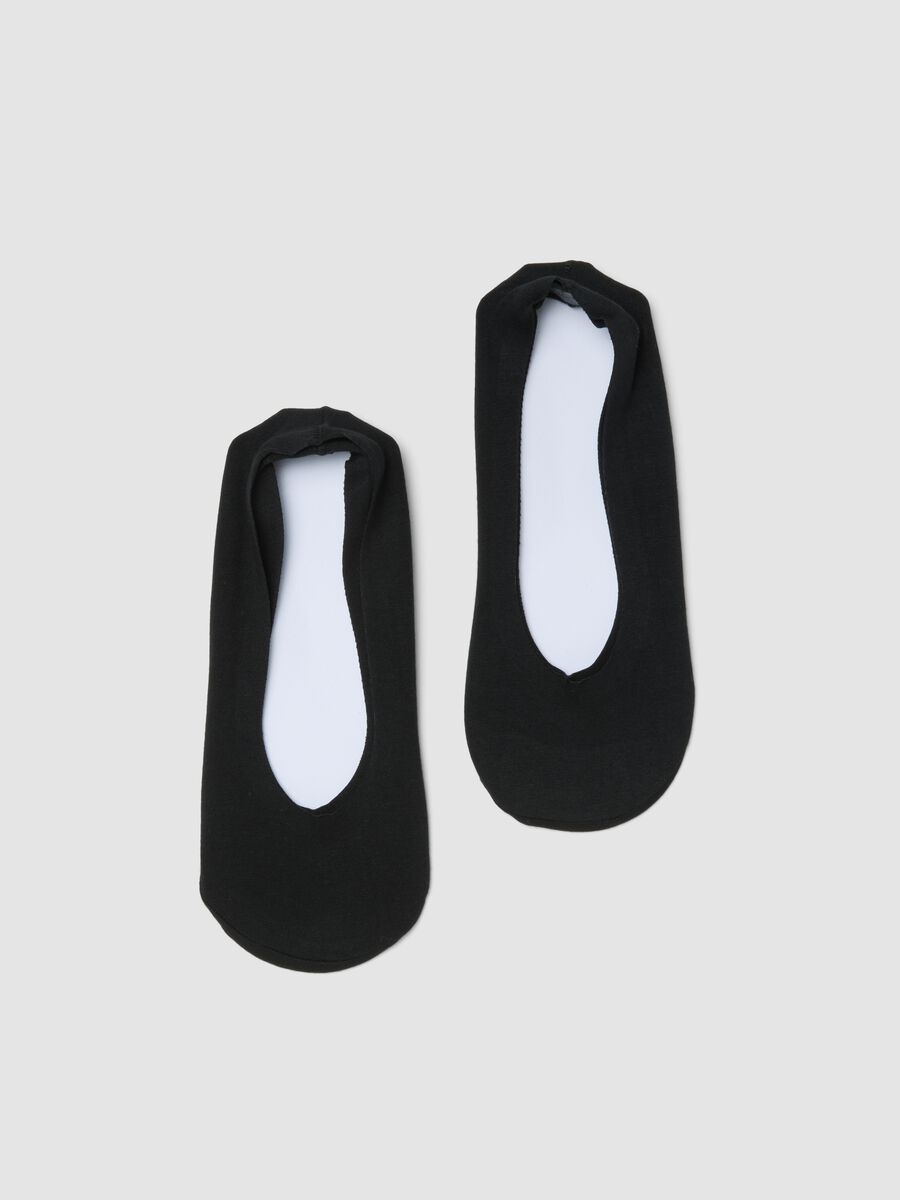 Twin pack of black invisible socks in cotton blend_0