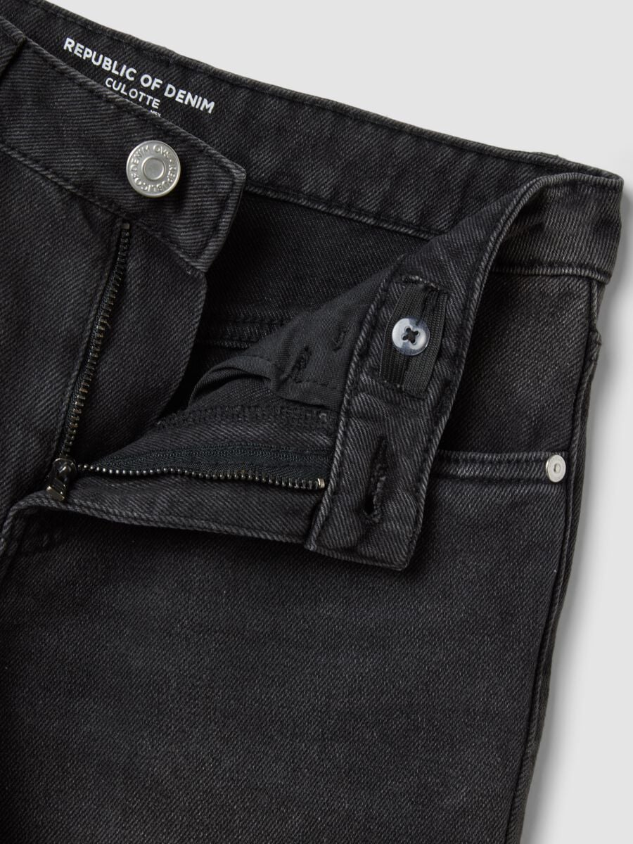 Jeans neri culotte in misto cotone, lyocell e viscosa per ragazza_4