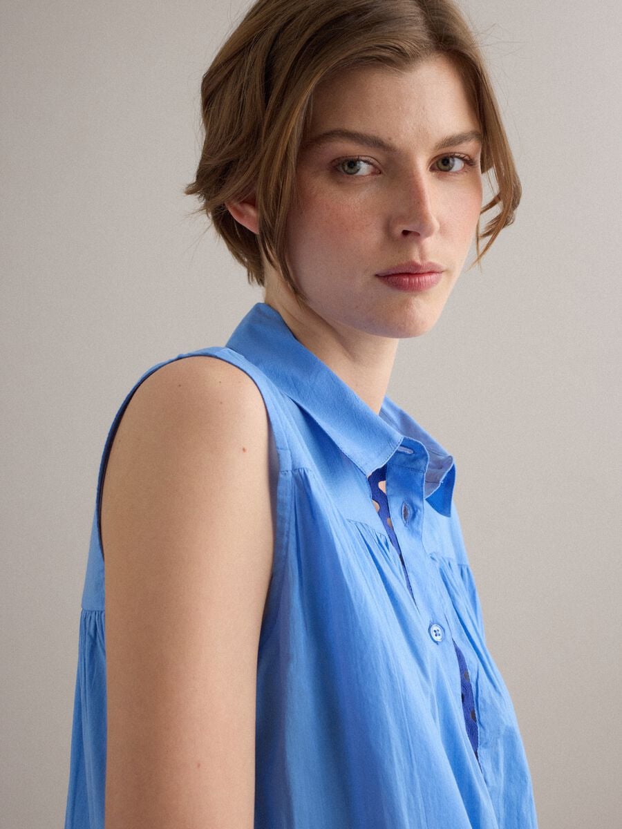 Light Blue Pure Cotton Shirt Dress_3