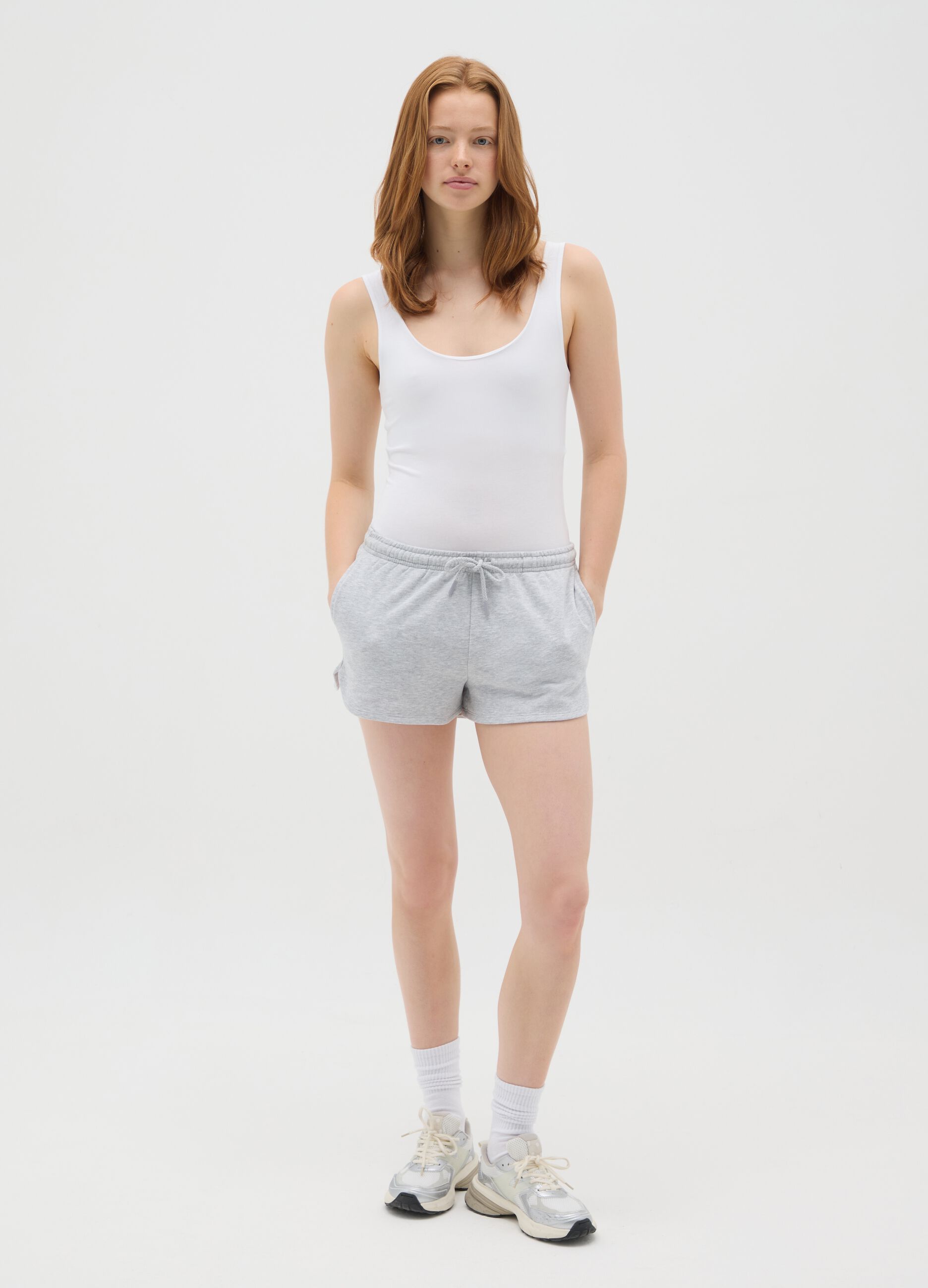 Women's white regular fit stretch cotton bodysuit