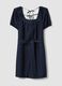 Blue pure cotton mini dress with belt_4