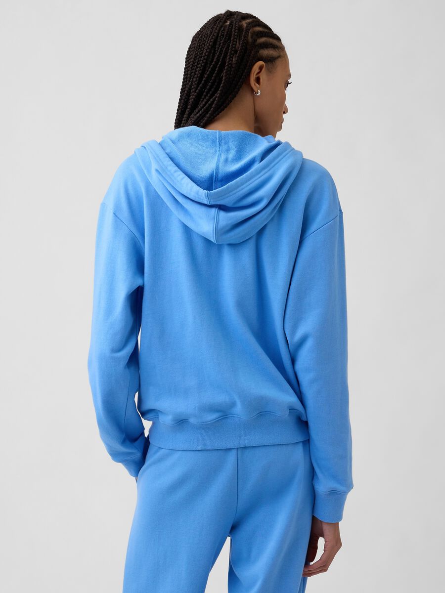 Regular fit cotton blend sweatshirt with logo, zip and hood_1
