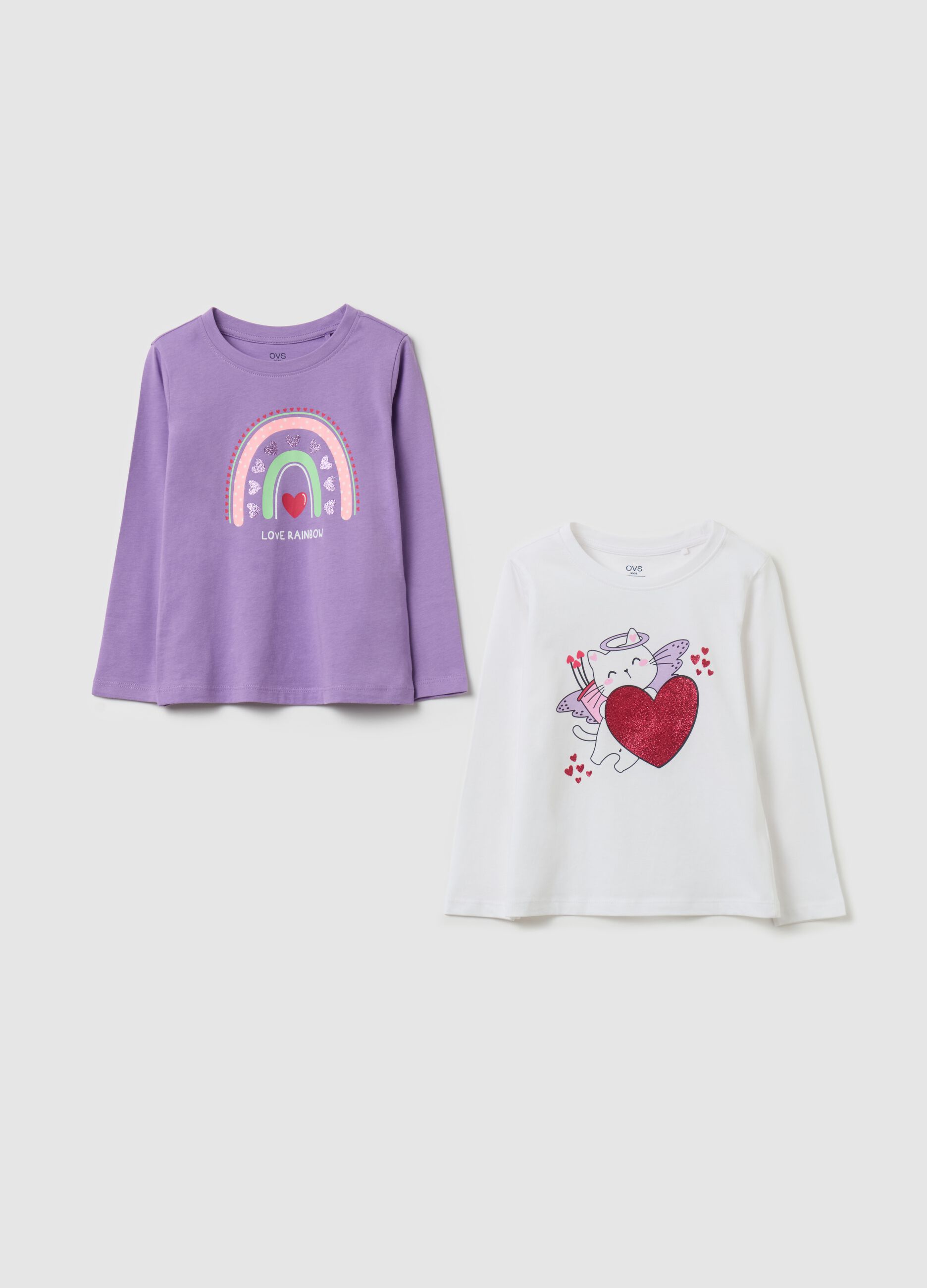 Two-pack long-sleeved T-shirt with print
