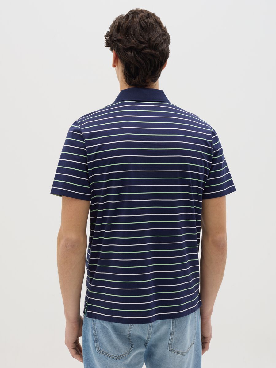Blue striped polo shirt with short sleeves_3
