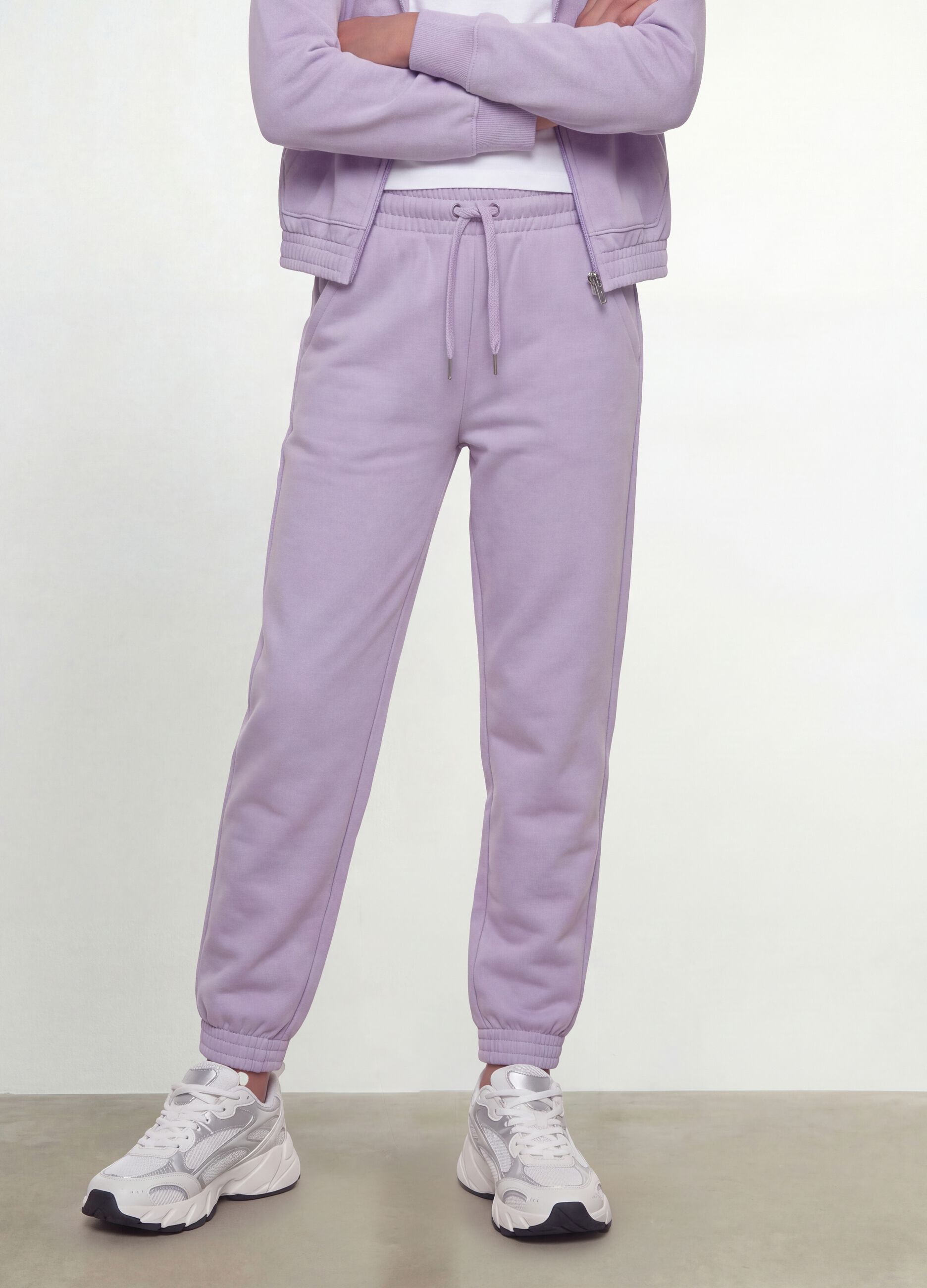 Purple organic cotton jogger trousers, regular fit, for girls