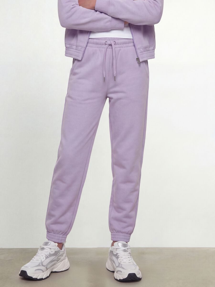 Purple organic cotton jogger trousers, regular fit, for girls_1