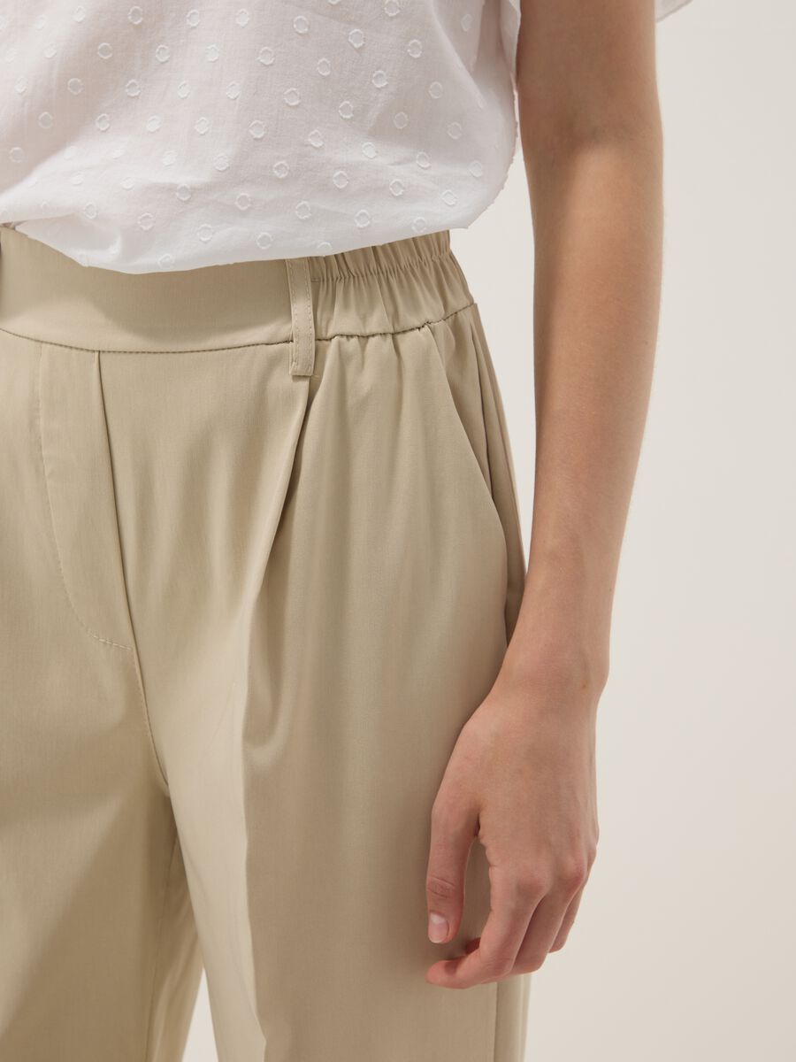 Beige stretch viscose palazzo trousers_4