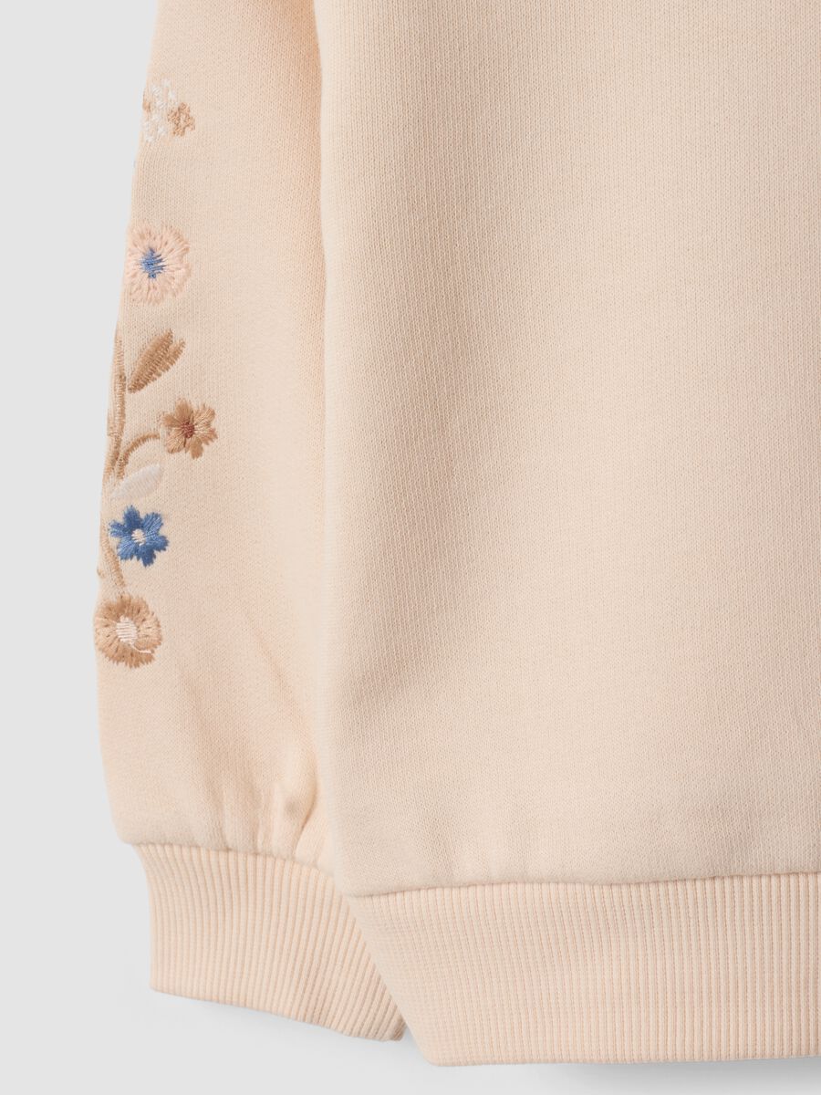 Pink organic cotton sweatshirt with floral embroidery, oversized fit_2