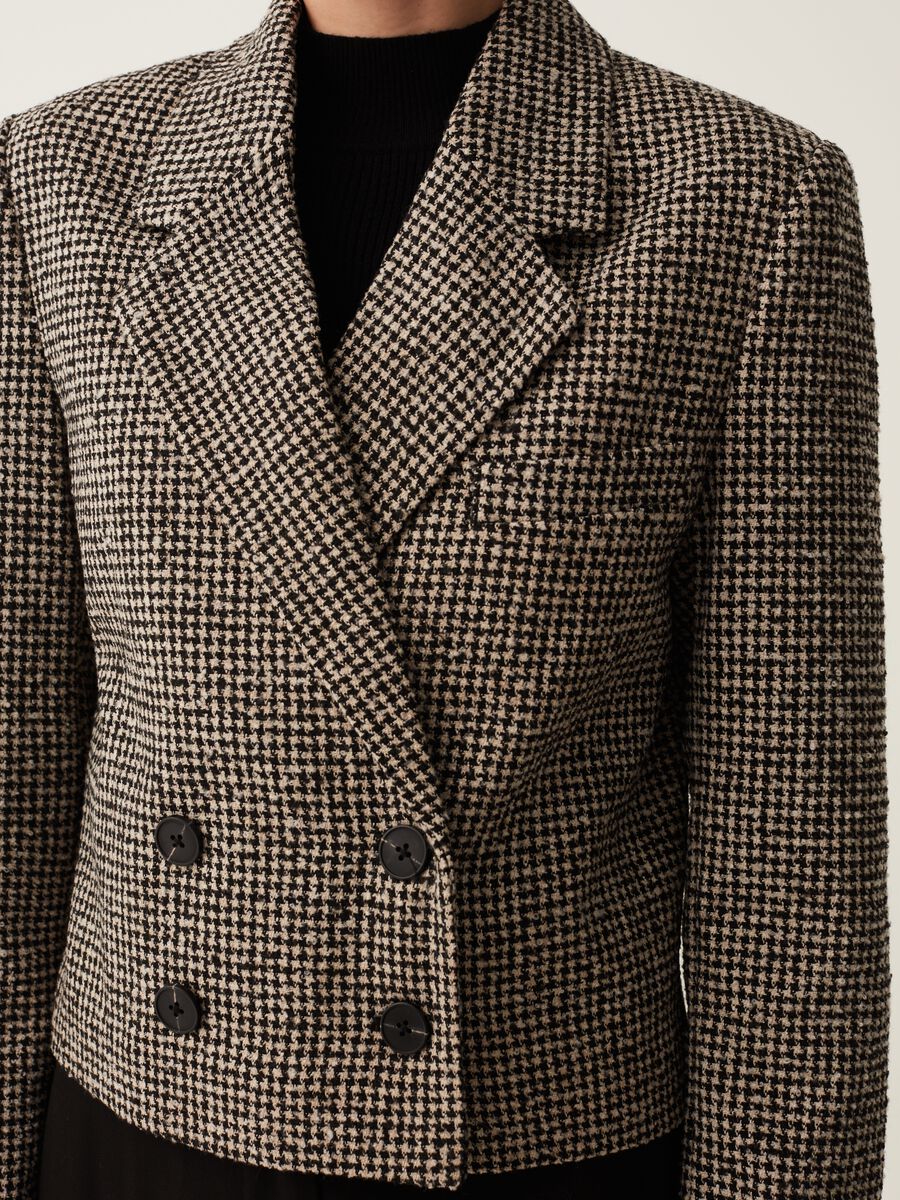 Blazer doppiopetto in tweed pied de poule_3