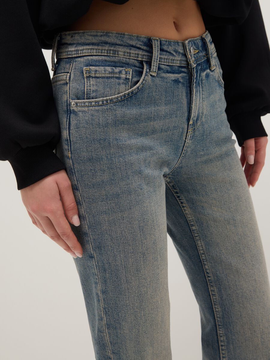Blue Stretch Cotton Bootcut Jeans_3
