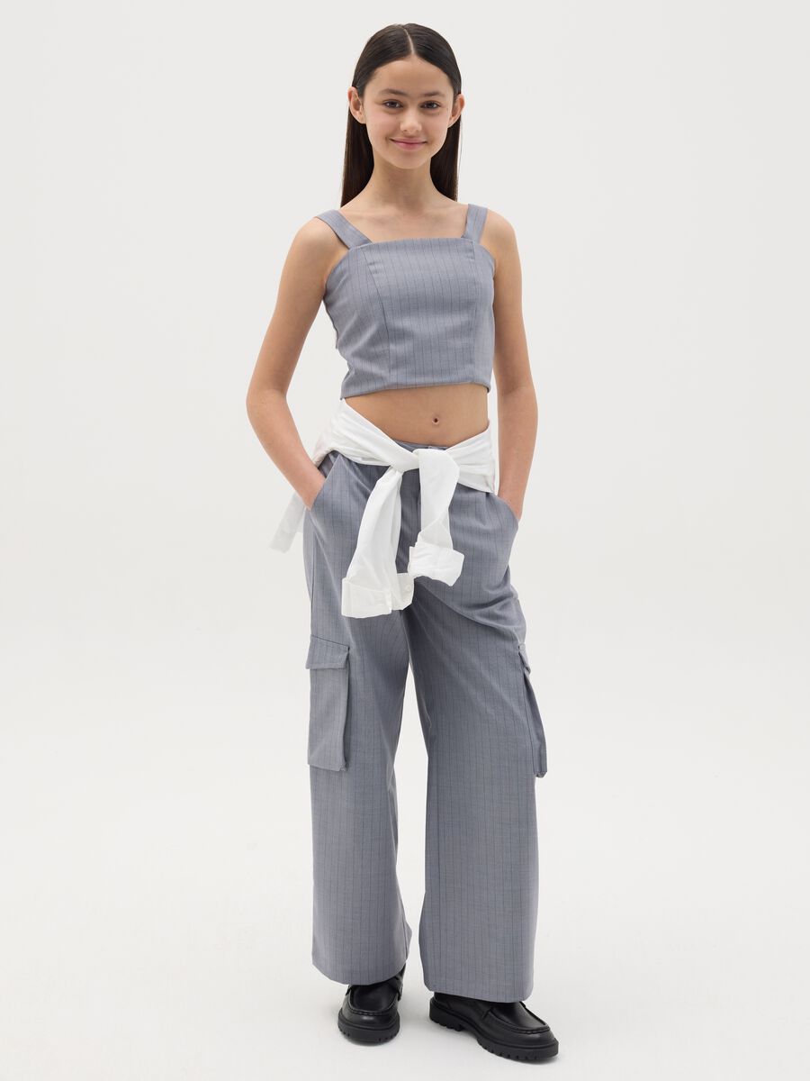 Pantaloni cargo gessati _1