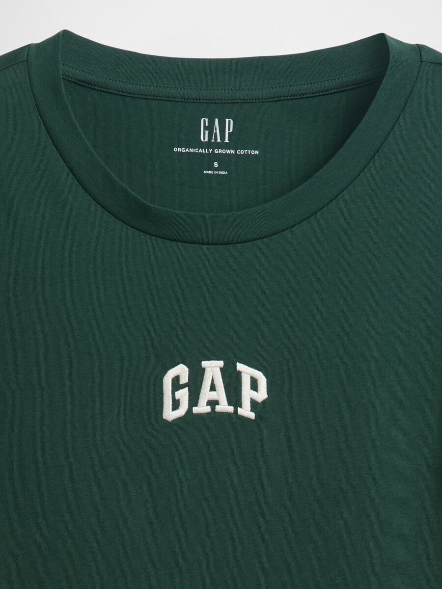T-shirt verde a maniche corte in cotone_4