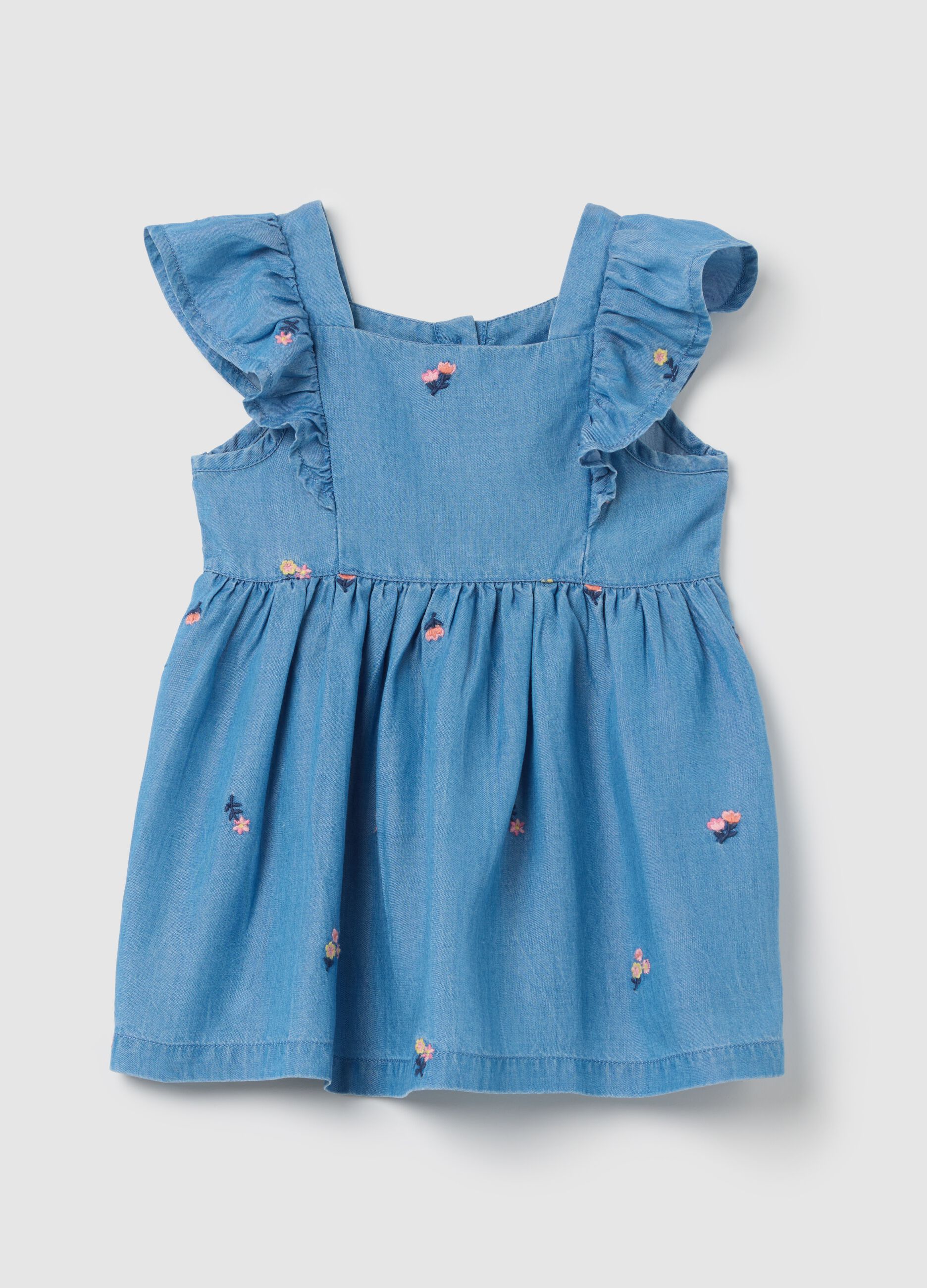 Lyocell Dress with Fagottino Floral Embroidery