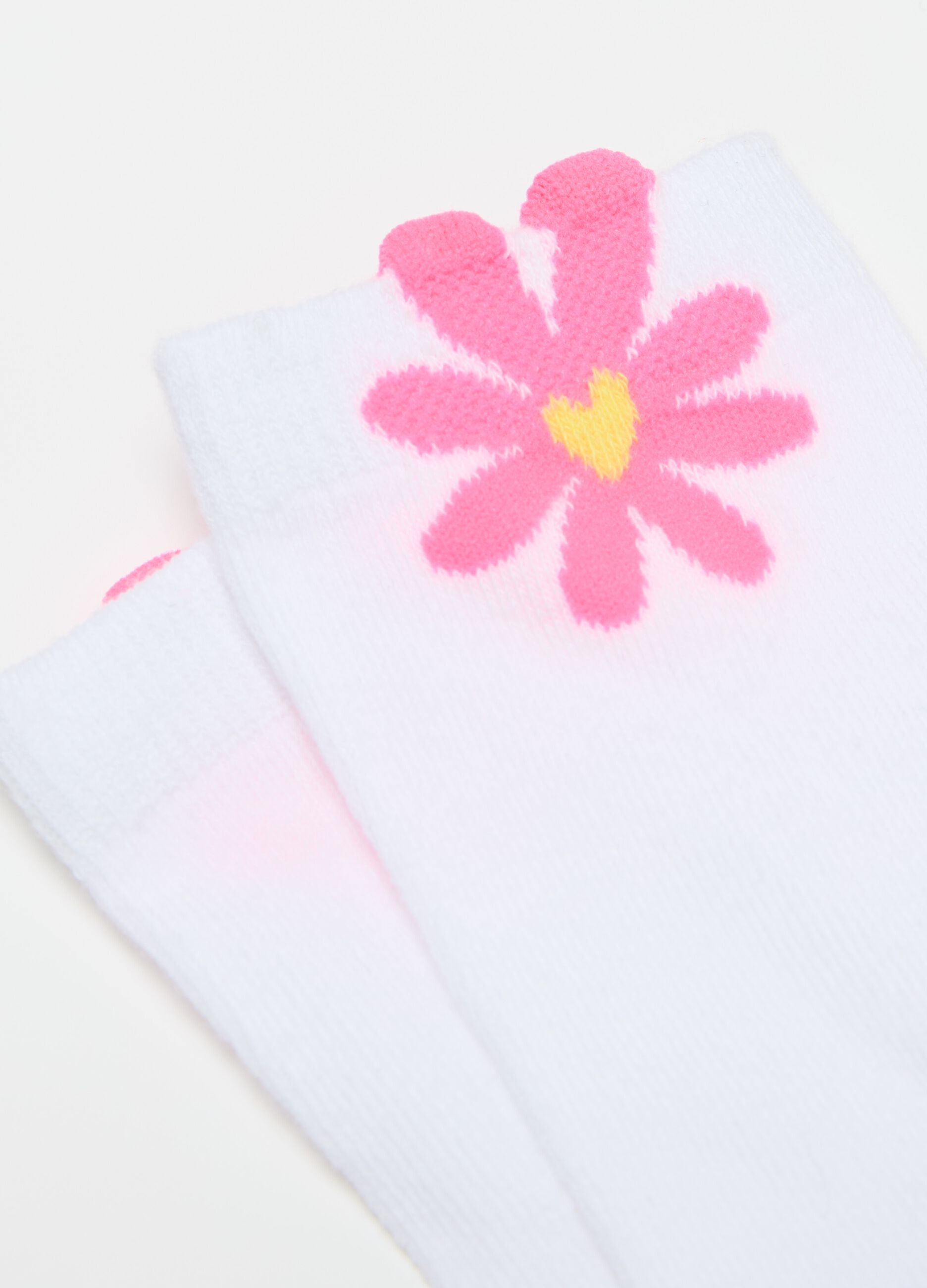 Tripack calze midi stretch righe e fiori 