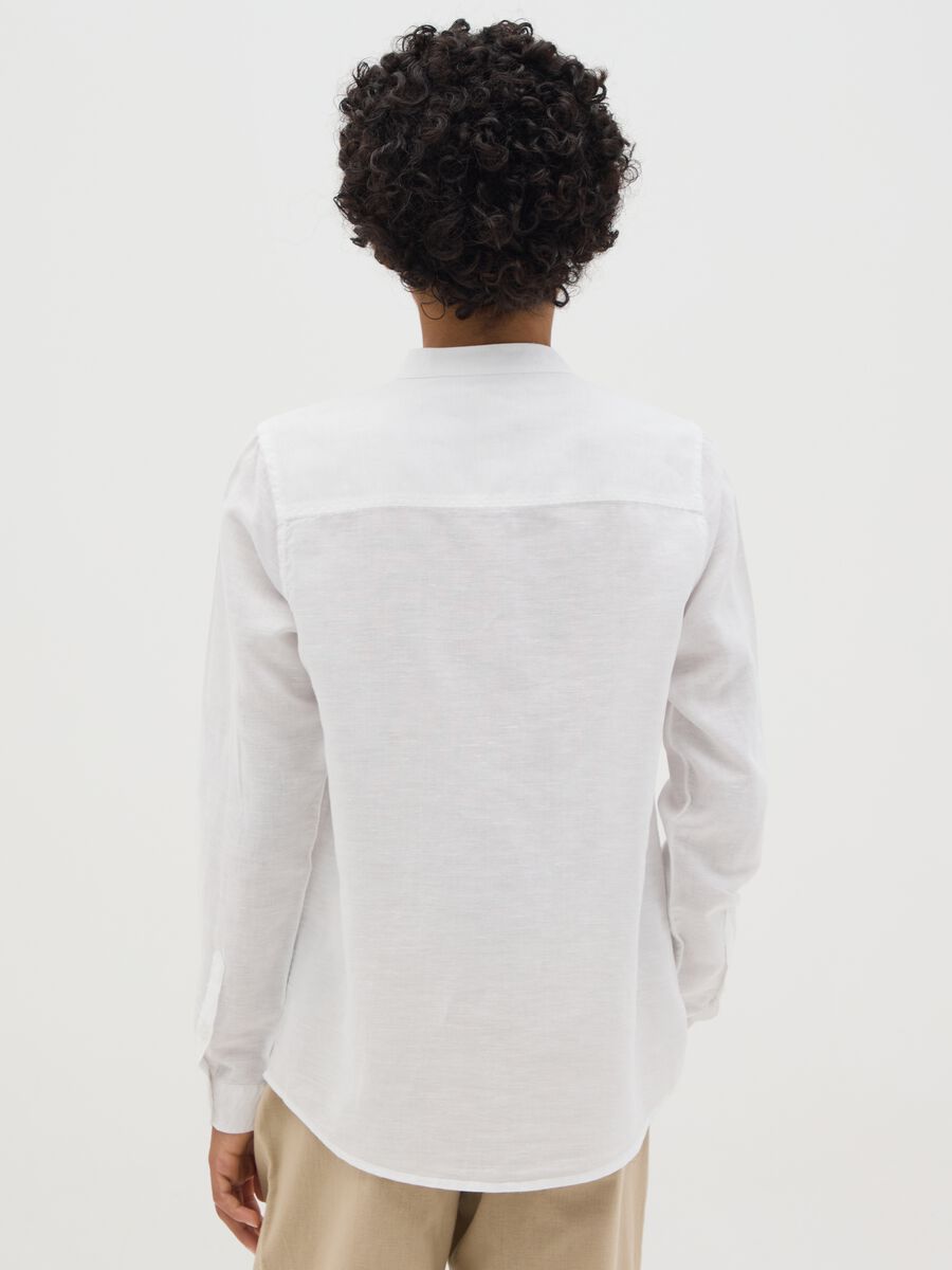 Boy's white linen-cotton blend shirt regular fit with classic collar_2