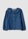 Blue pure organic cotton shirt with wide collar_0