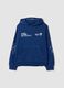 Navy blue pure cotton hoodie with prints, oversized fit_0