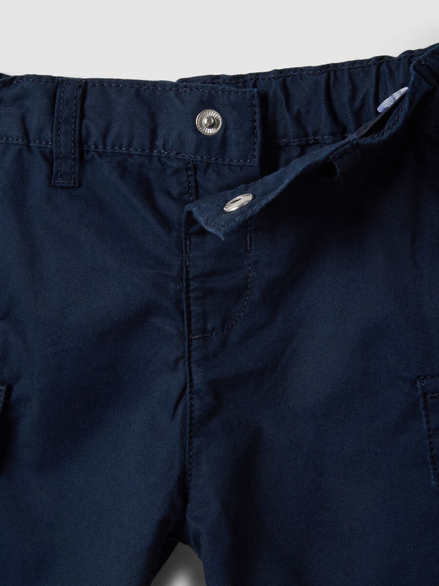 Blue pure cotton boys' cargo shorts regular fit_2