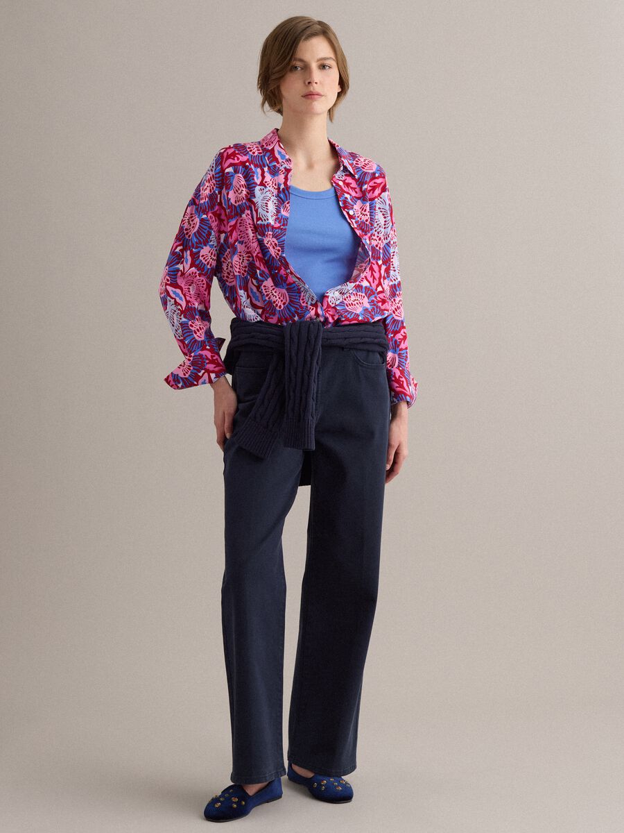 Multicolour short-sleeve pure viscose shirt_2
