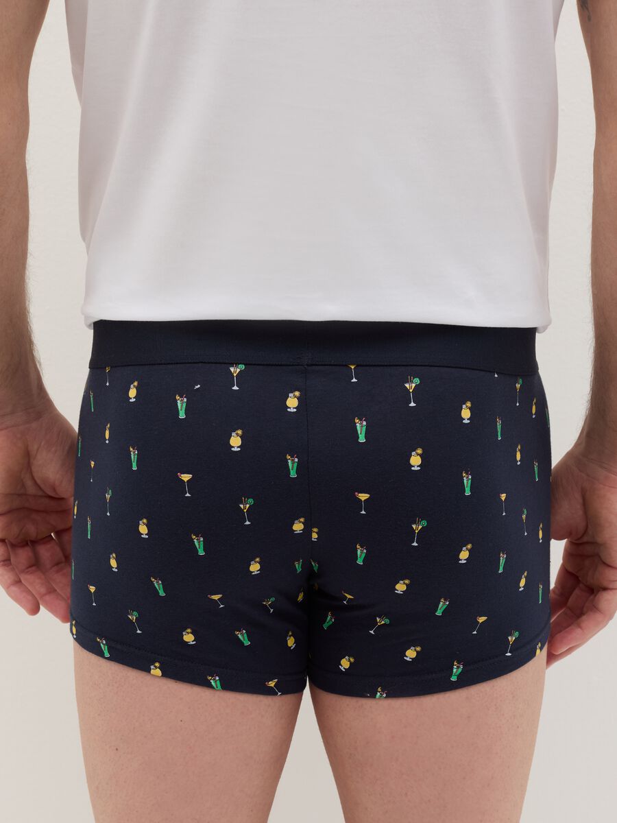 Midi boxer shorts in stretch cotton with pattern._3