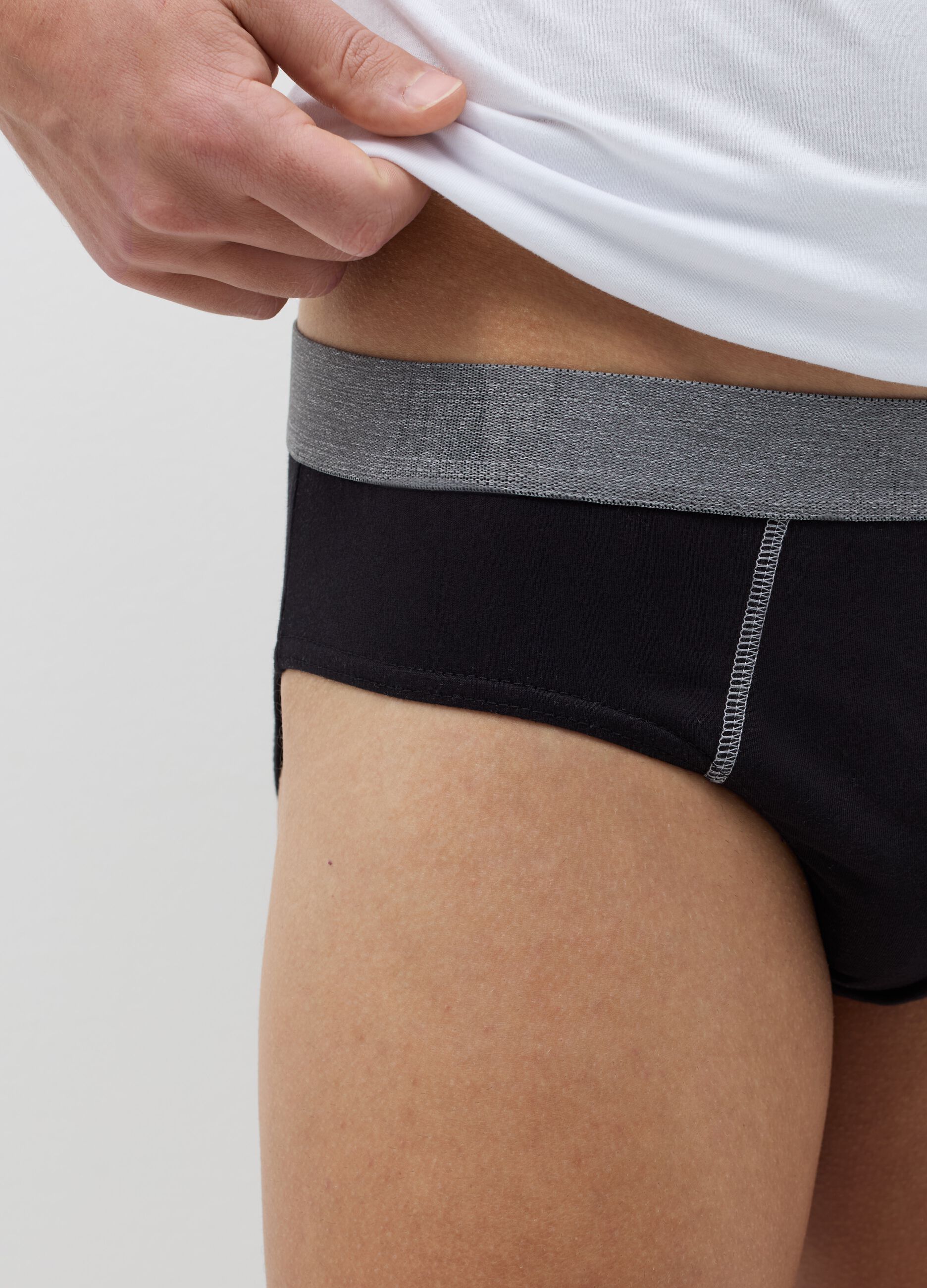 Five-pack briefs in organic cotton with striped pattern