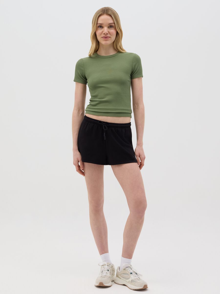 Green short sleeve stretch cotton T-shirt_2
