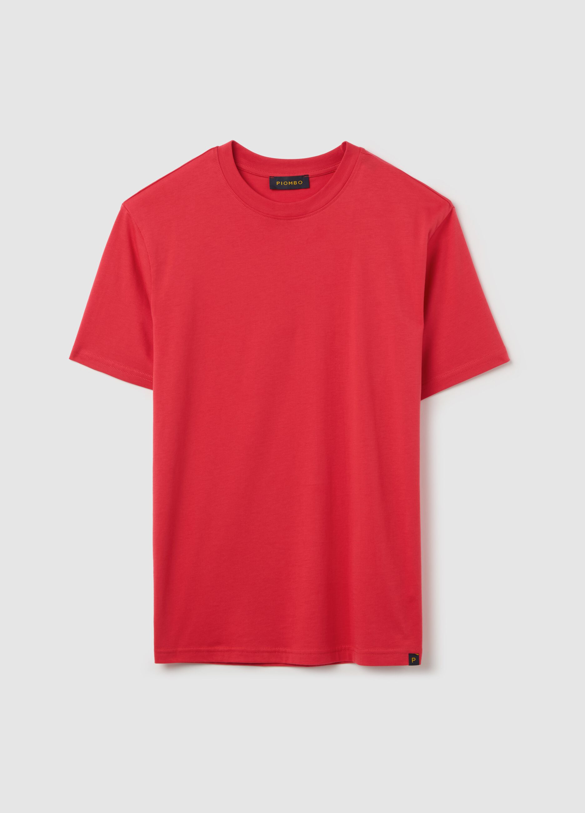 T-shirt girocollo in cotone tinta unita
