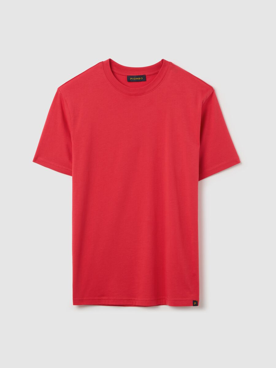 Plain cotton T-shirt with round neck._4