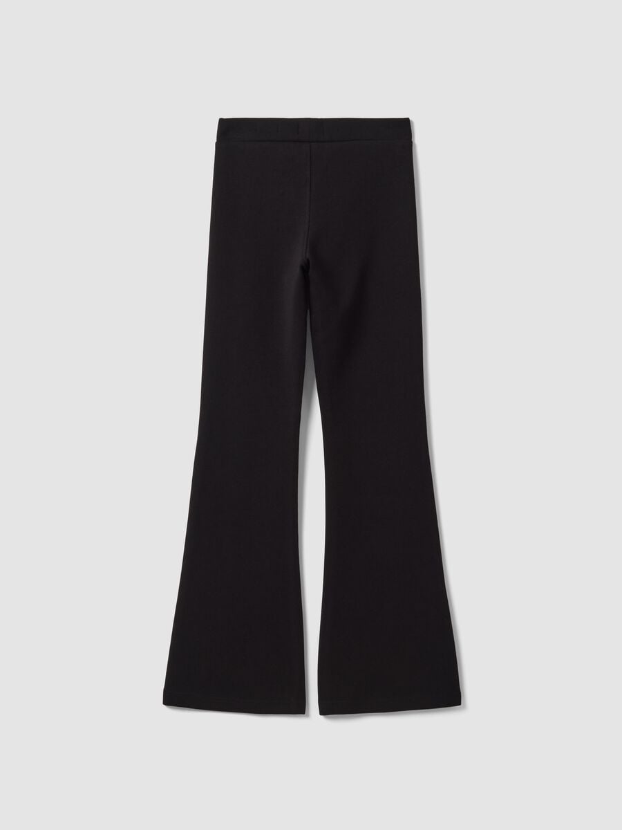 Black flared-fit stretch cotton leggings for girls_1