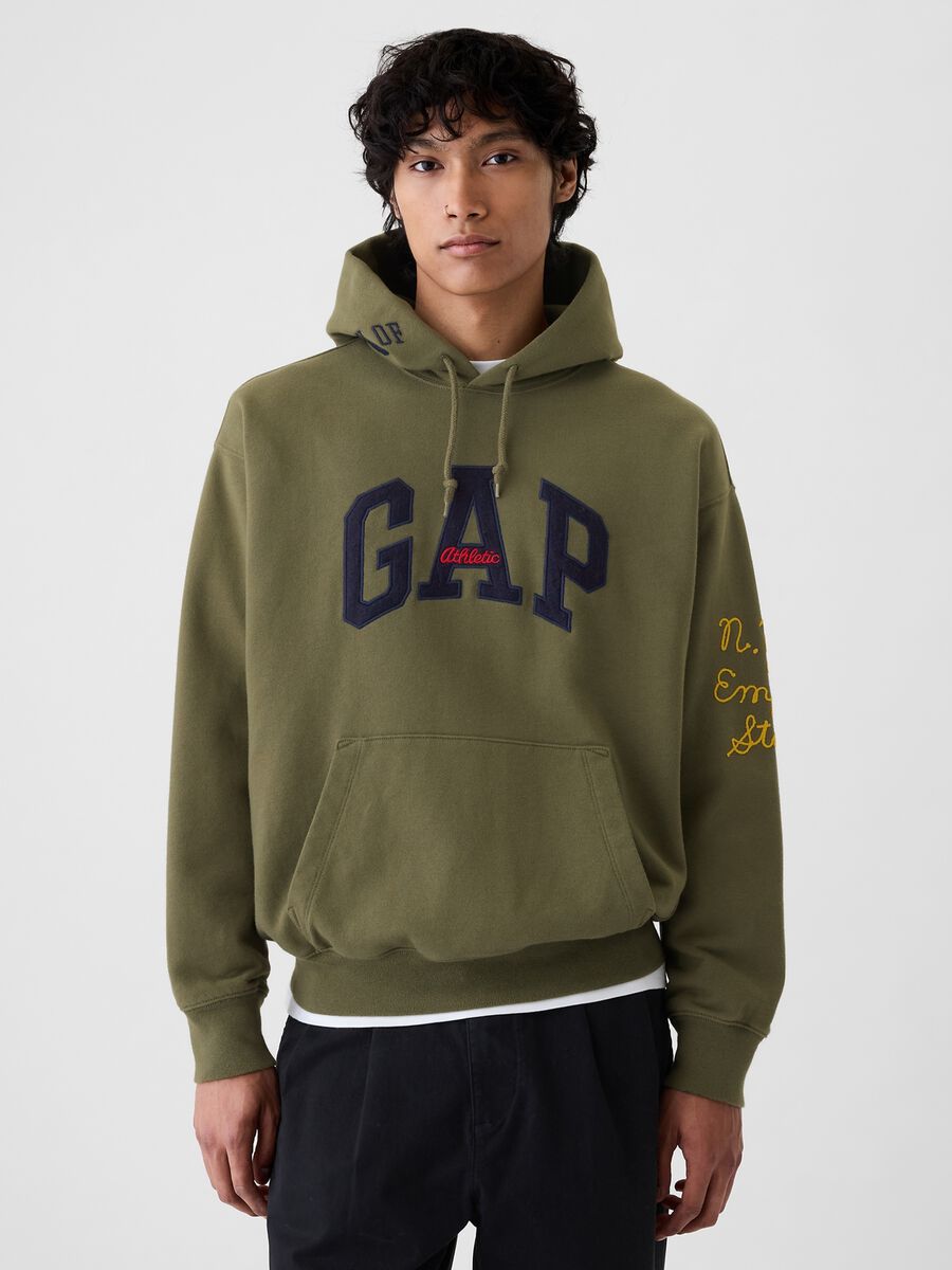 Sweatshirt with hood and logo patch_0