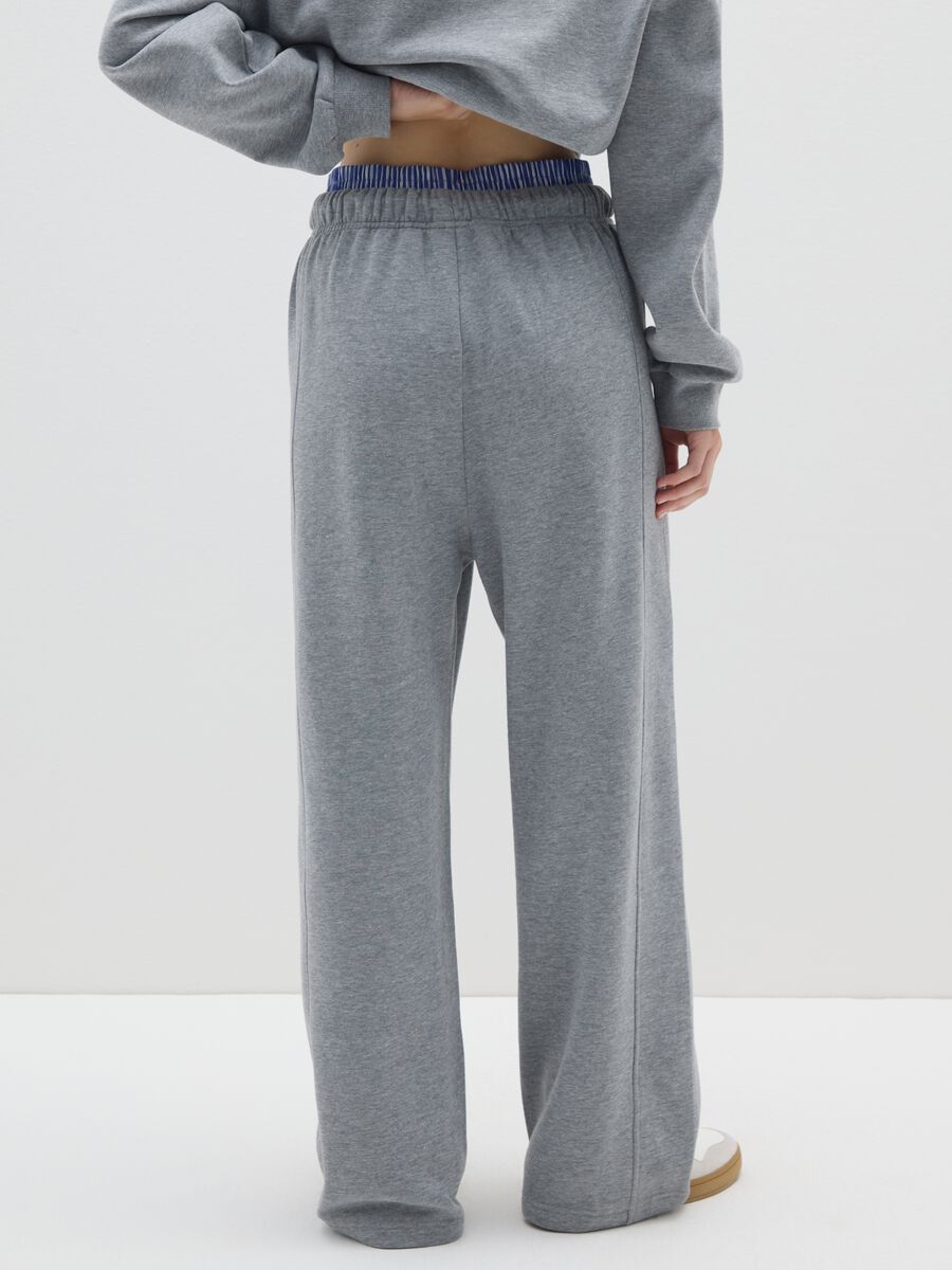 Grey Cotton Mix Wide Leg Jogger_2