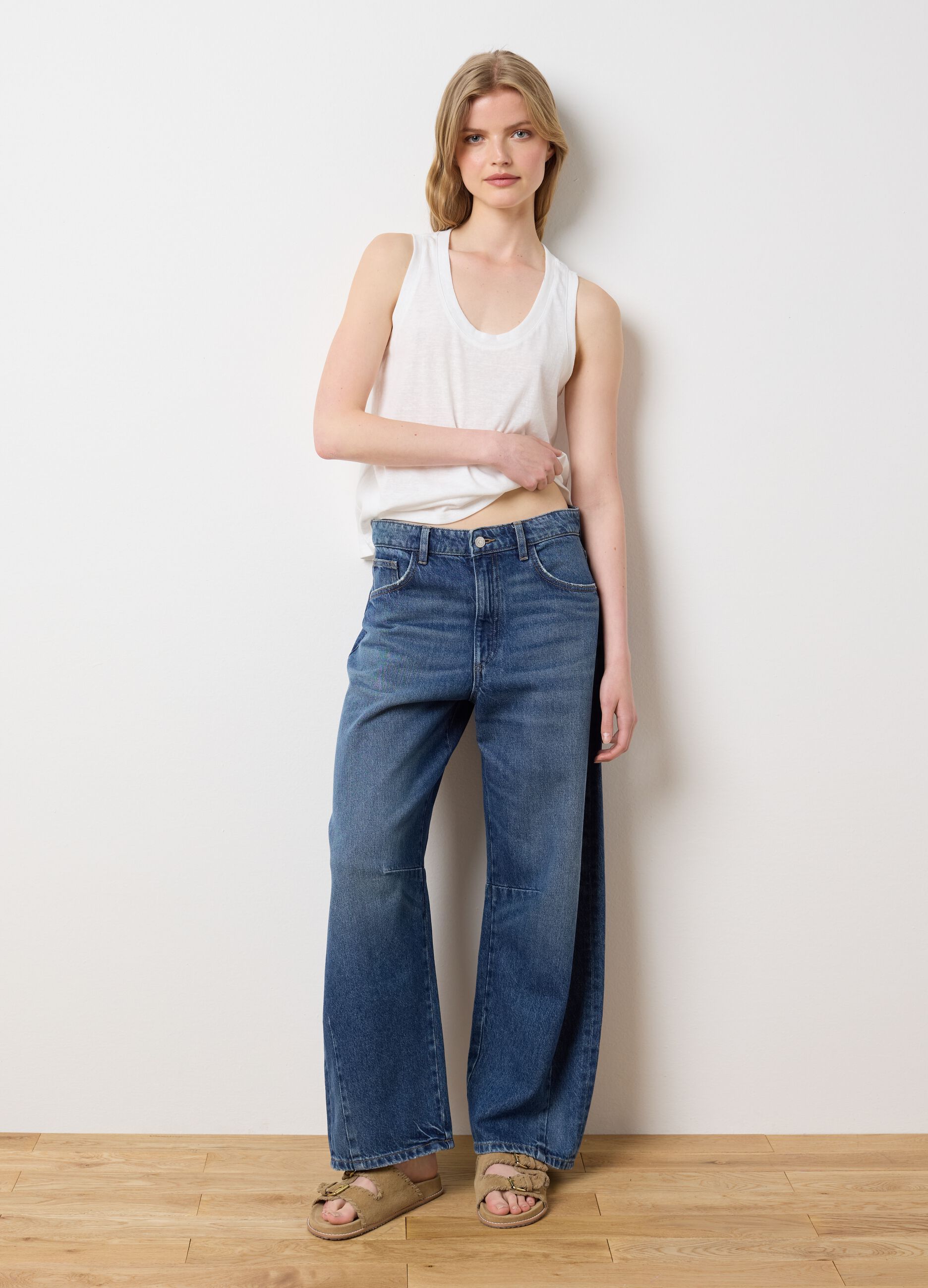 White Cotton Blend Vest