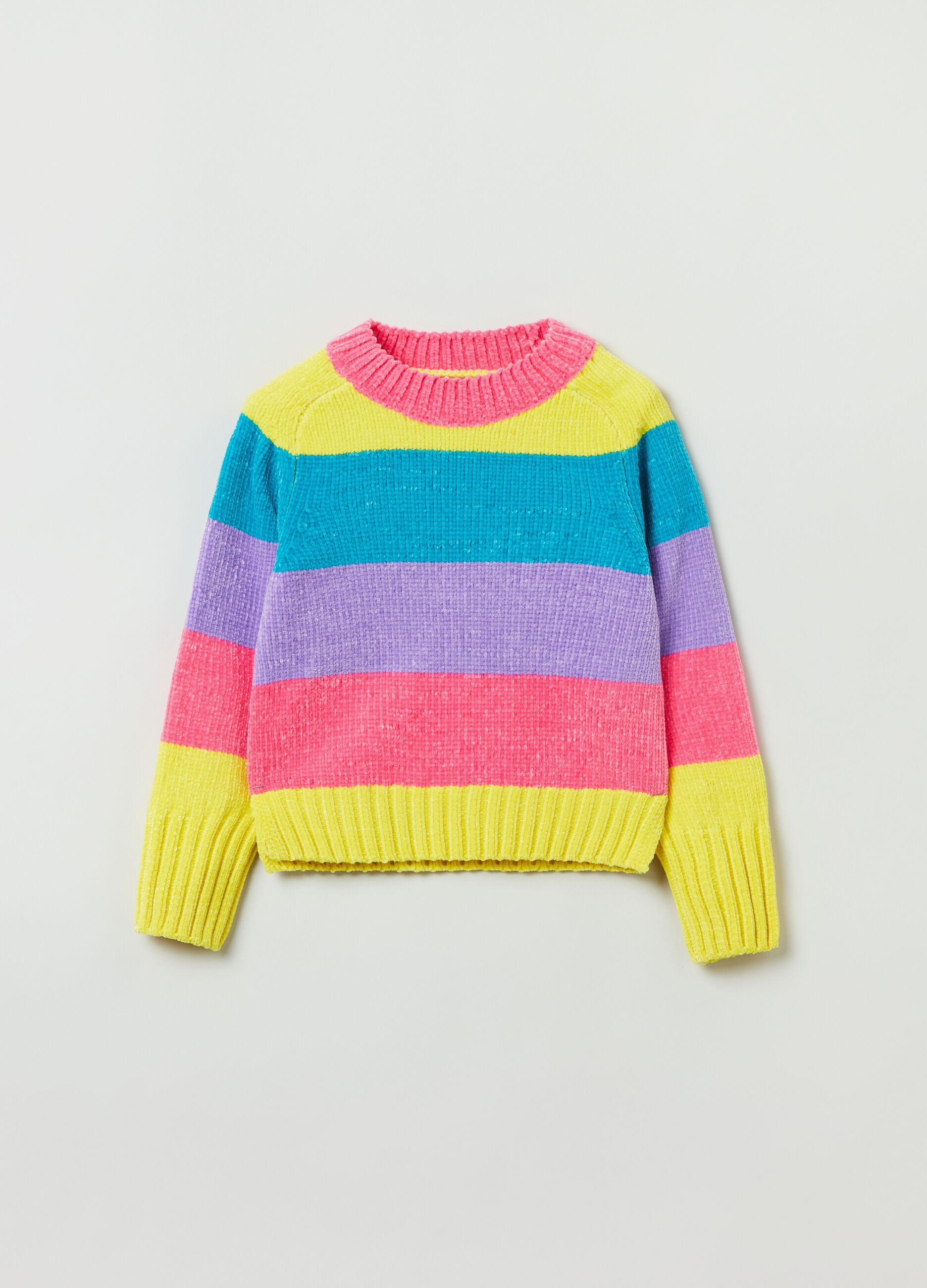 Pullover in ciniglia con fantasia a righe _0