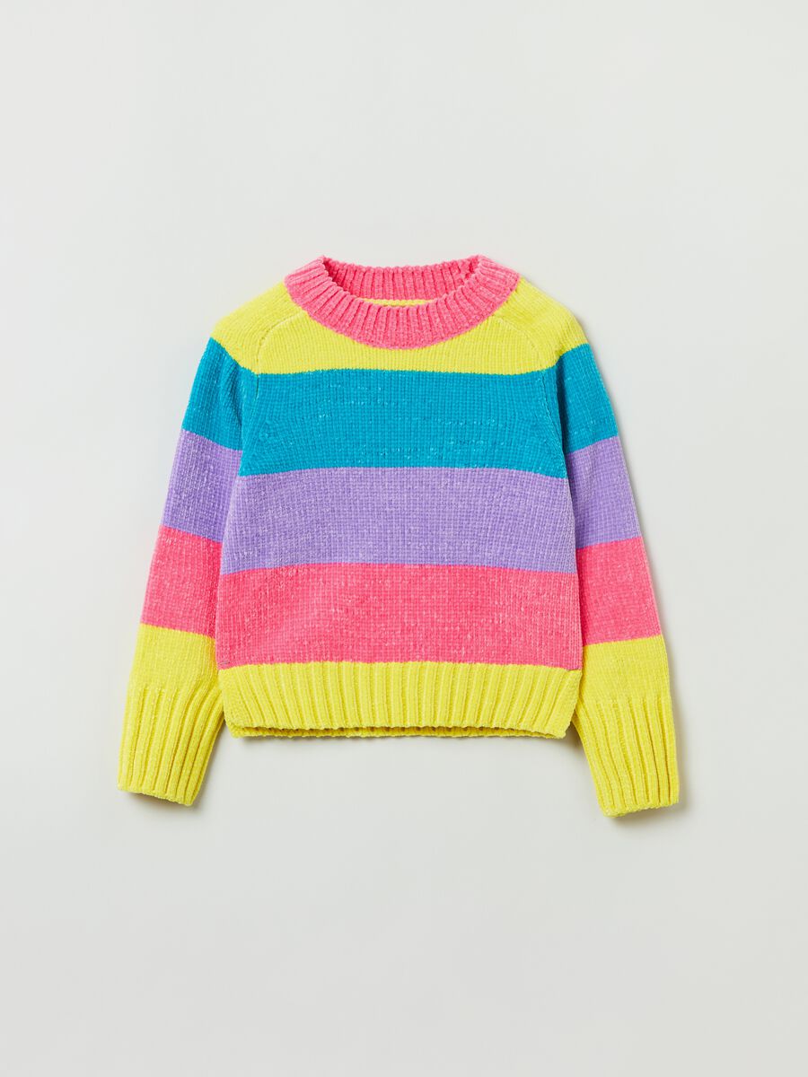 Pullover in ciniglia con fantasia a righe _0