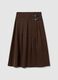 Brown Checked Long Skirt with Buckles_4