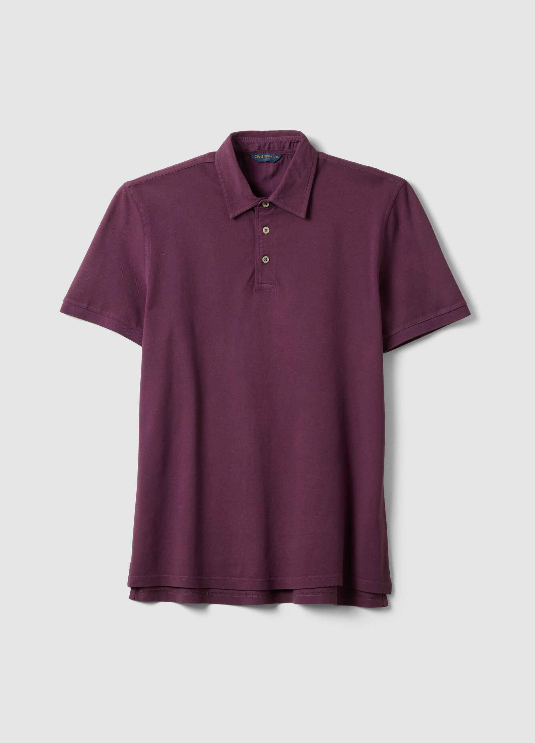 Polo viola in puro cotone a maniche corte slim fit