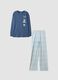 Blue pure organic cotton pyjamas with teddy bear for girls_0