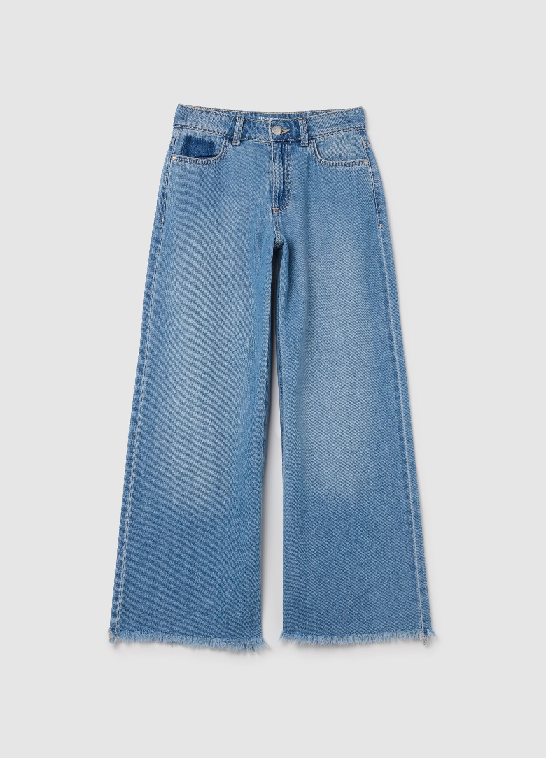 Wide-leg jeans with fringe