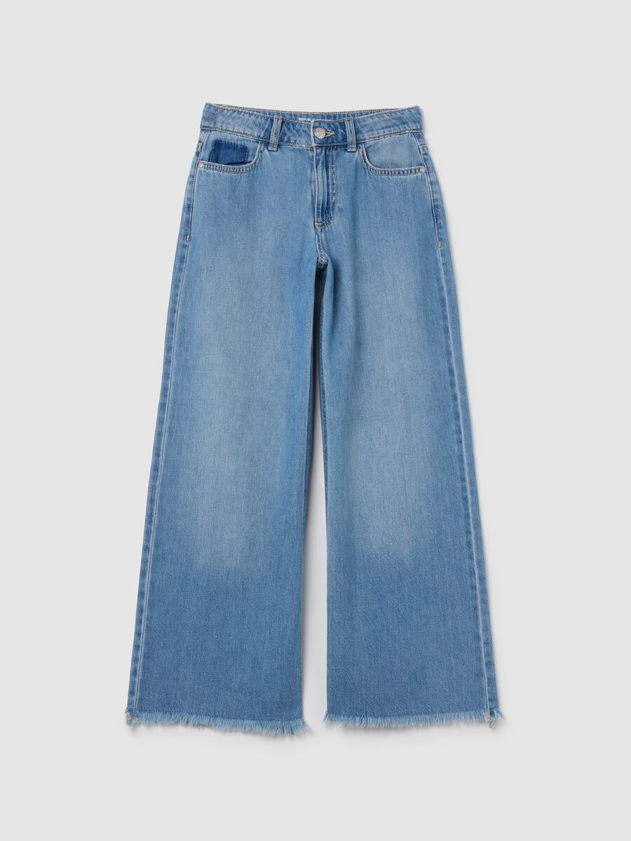 Wide-leg jeans with fringe_0