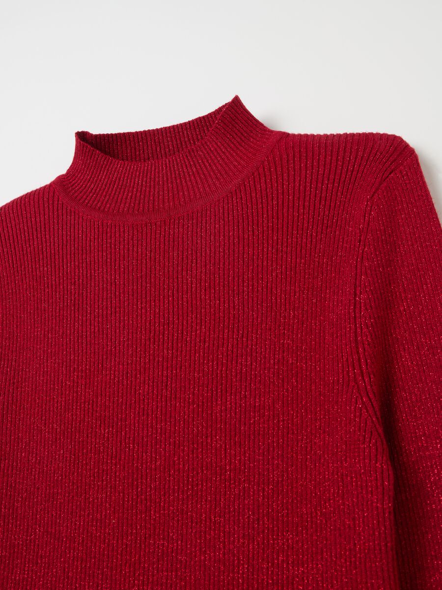 Crop T-shirt in lurex with mock neck_5