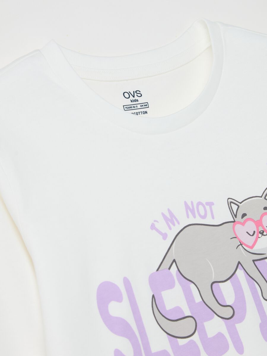 Pigiama in cotone stampa "I'm not sleeping" _2