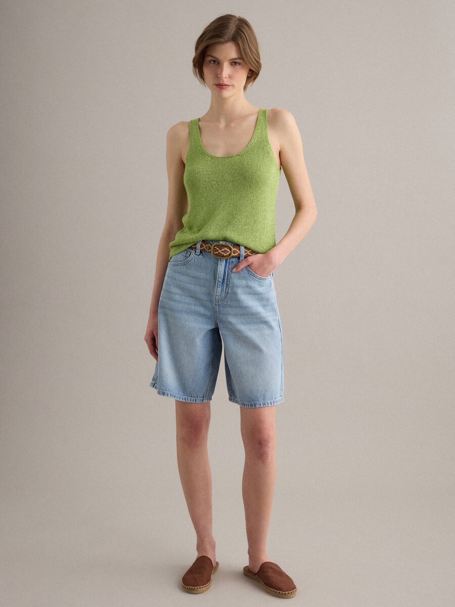 Green glitter viscose-blend tank top, regular fit_1
