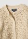 Girls' beige pure cotton regular fit cardigan with perforated design_2