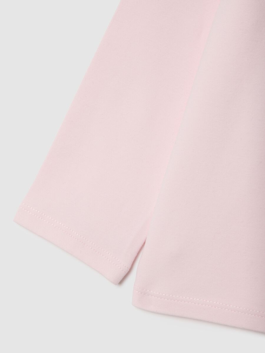 Pink stretch cotton blend girls' sweater with turtleneck_2