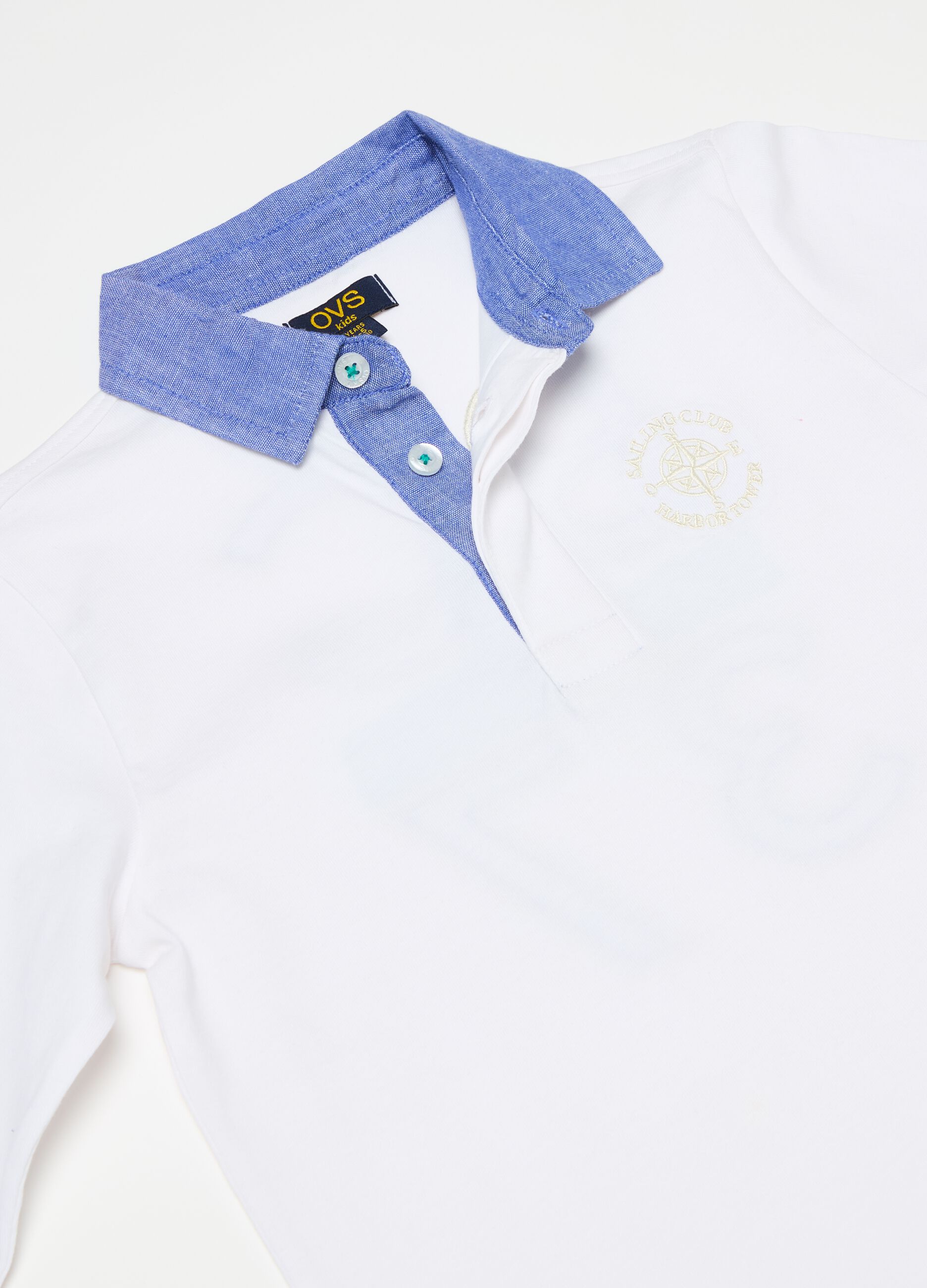 Polo shirt with long sleeves and embroidery