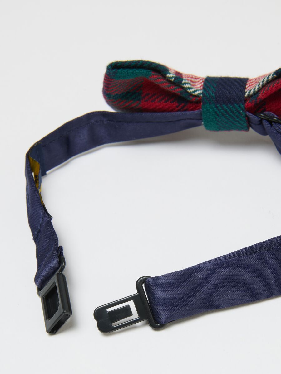 Adjustable kids multicolour checkered bow tie in pure cotton_2