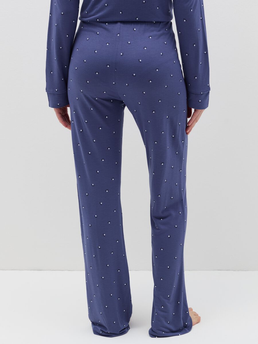 Pyjama bottoms with drawstring and floral print_3