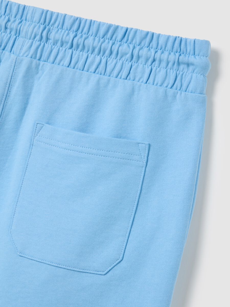 Men's regular fit sky blue cotton blend shorts with back pocket_5
