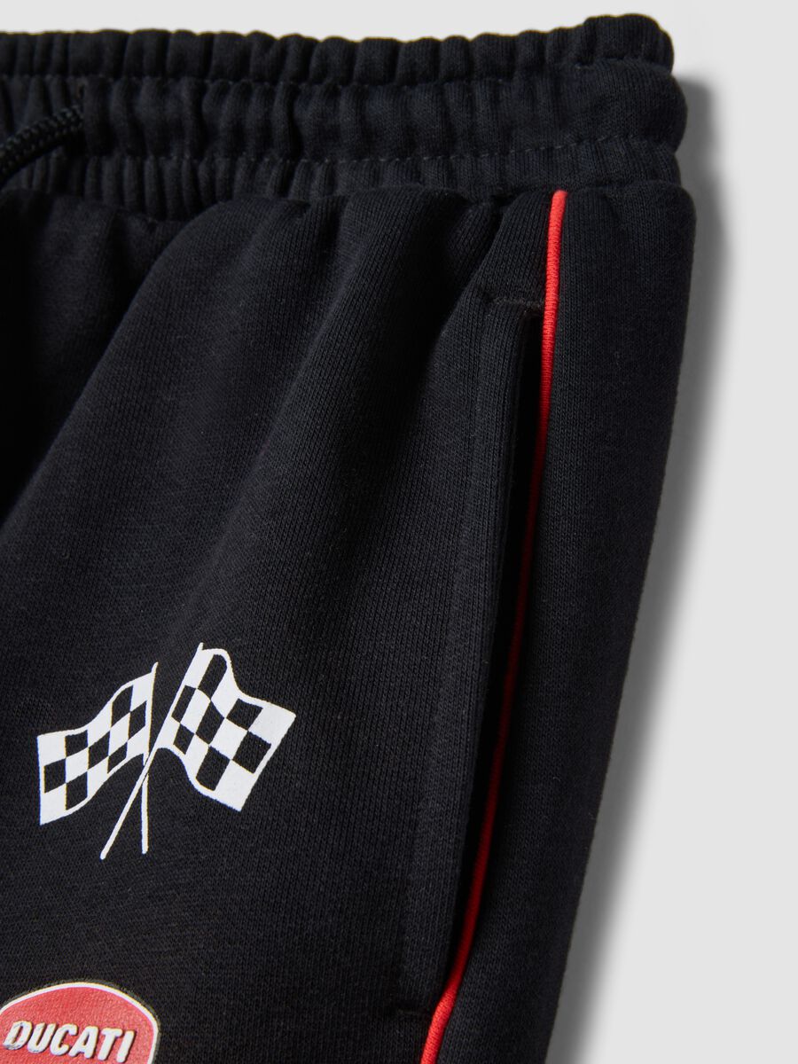 Black cotton-blend jogger trousers with drawstring and Ducati logo_3