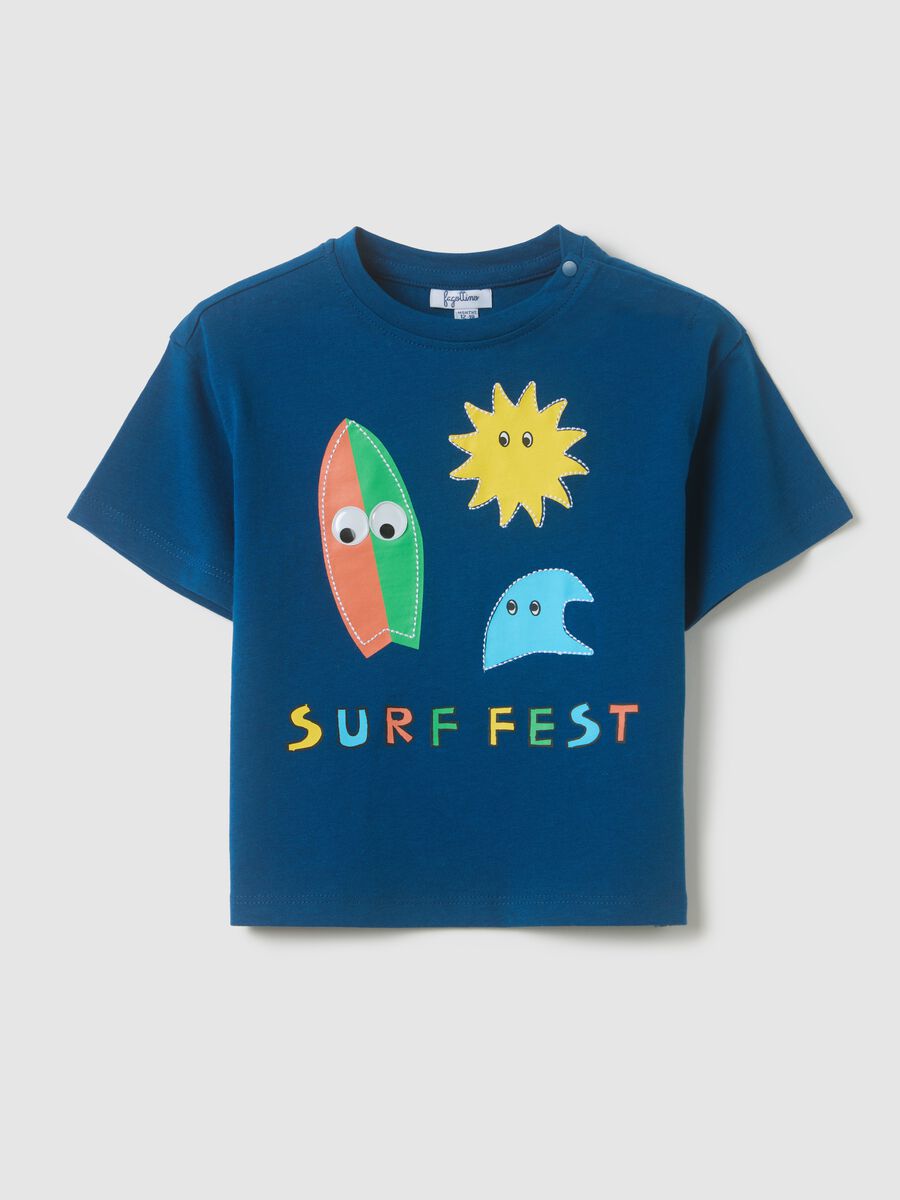 Blue Surf Fest Printed T-shirt for Kids_0